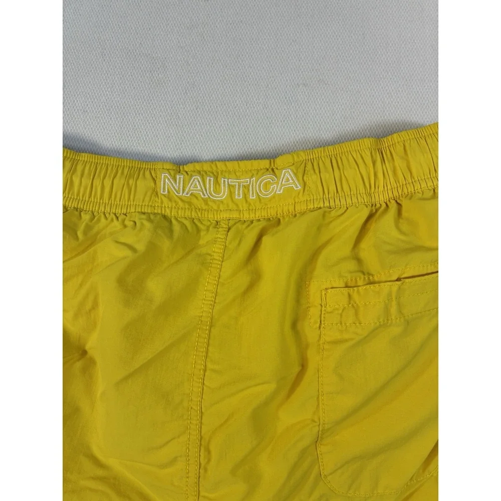 Nautica Swim Trunks Mens Large Yellow Mesh Lined Pockets Beach‎ Shorts